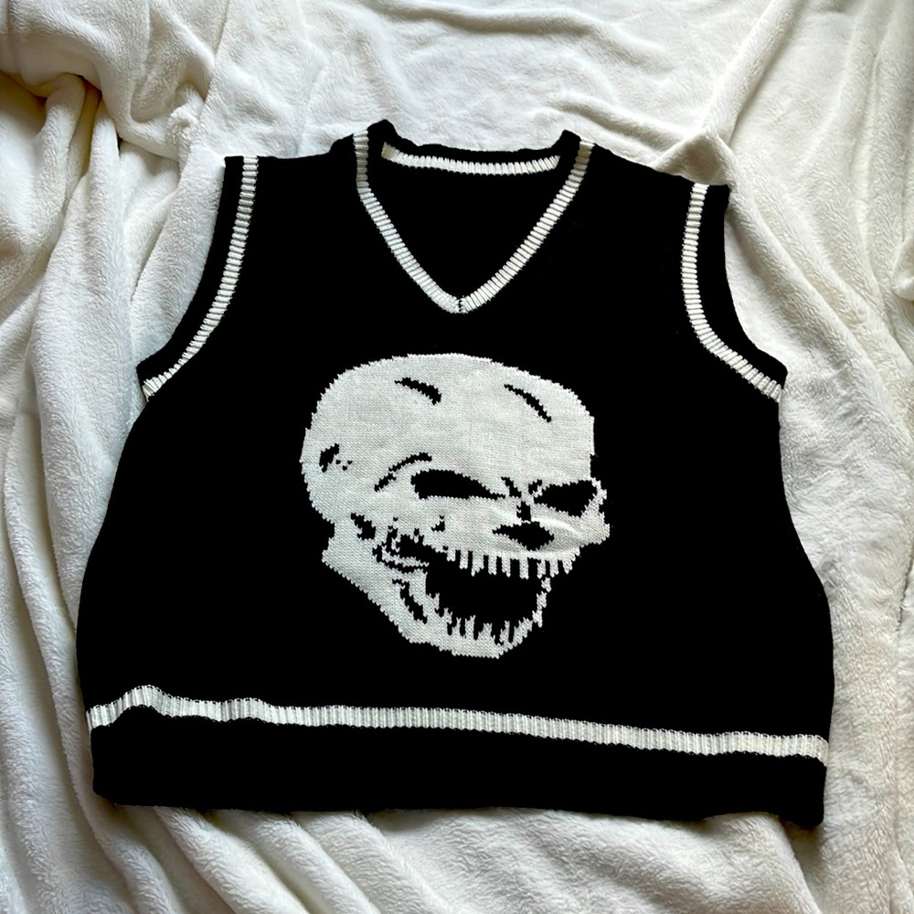 Black SHEIN skull sweater vest